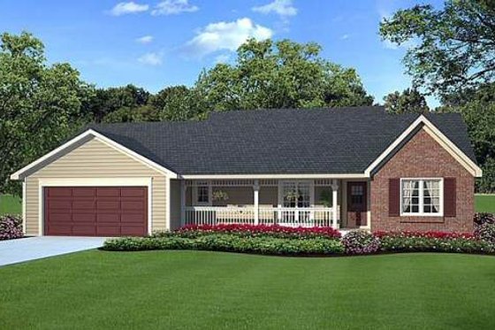 Exterior - Front Elevation for Ranch House Plan #312-271 - 3 bed, 2 bath