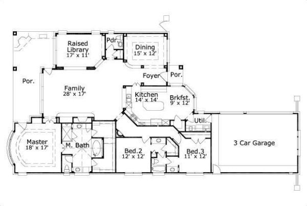 Colonial Floor Plan - Main Floor Plan #411-879