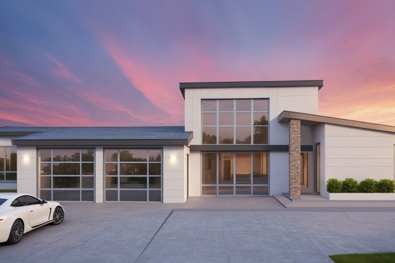 Exterior - Front Elevation 3 for Contemporary House Plan #542-18 - 3 bed, 4 bath