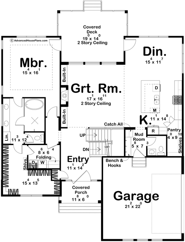 Architectural House Design - Floor Plan - Main Floor for Mediterranean House Plan #455-790 - 4 bed, 3.5 bath
