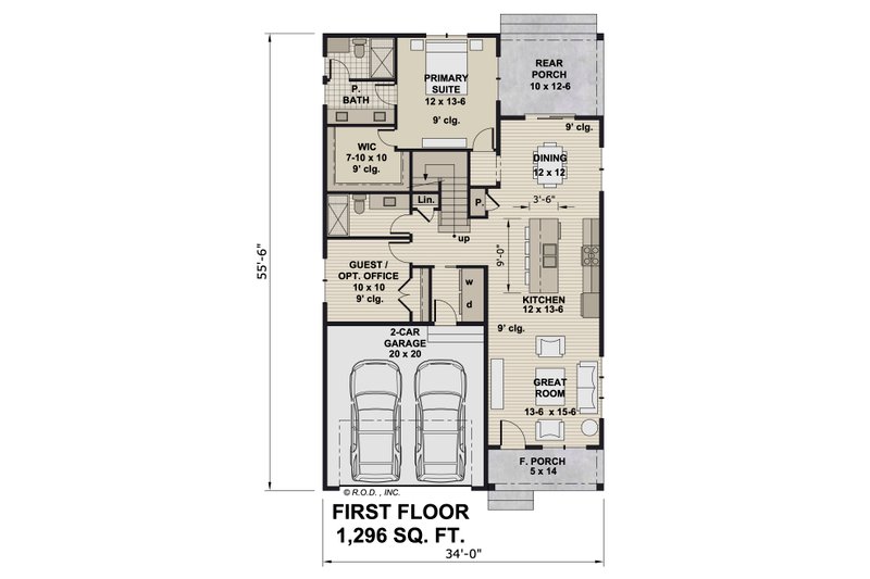 House Design - Floor Plan - Main Floor for Bungalow House Plan #51-1336 - 4 bed, 3 bath