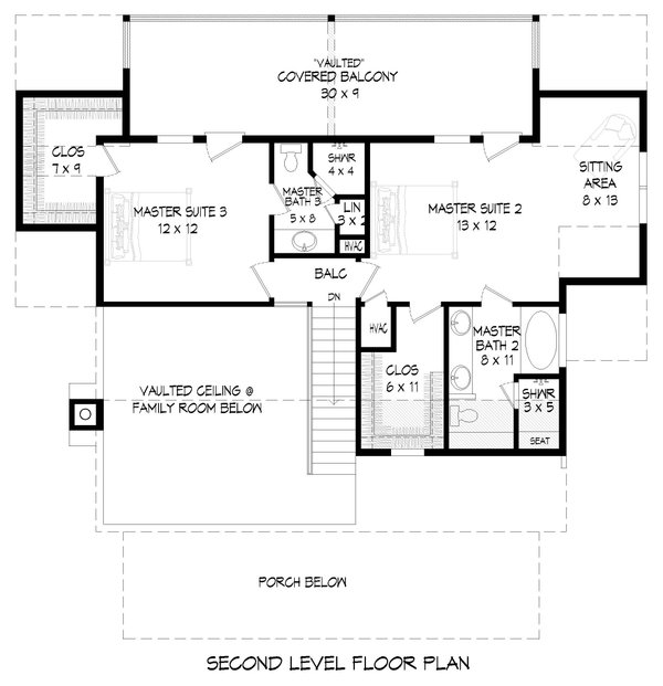 Traditional Floor Plan - Upper Floor Plan #932-427