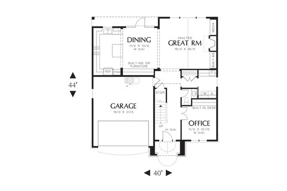 Floor Plan - Main Floor for Traditional House Plan #48-522 - 3 bed, 2.5 bath