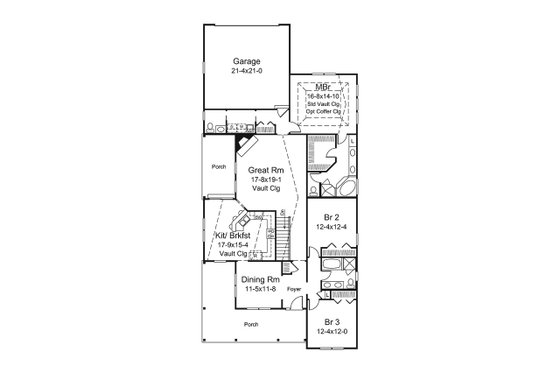 Floor Plan - Main Floor for Ranch House Plan #57-659 - 3 bed, 2.5 bath