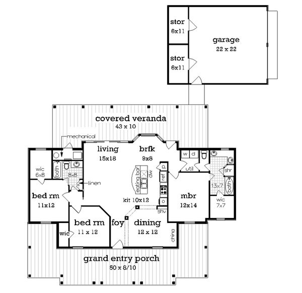 Dream House Plan - Cottage Floor Plan - Main Floor Plan #45-378