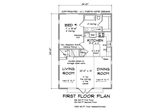 Floor Plan - Main Floor for Cabin House Plan #513-2208 - 2 bed, 2 bath