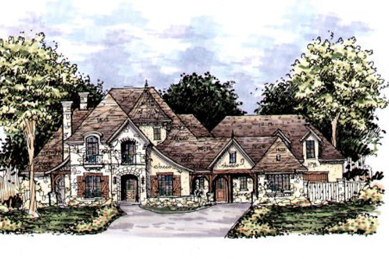 Exterior - Front Elevation for European House Plan #141-327 - 4 bed, 5.5 bath
