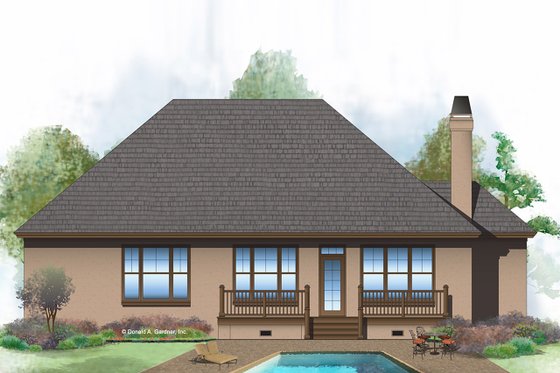 Exterior - Rear Elevation for Ranch House Plan #929-592 - 3 bed, 2 bath