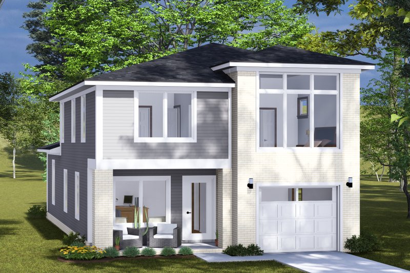 House Blueprint - Modern Exterior - Front Elevation Plan #513-2299