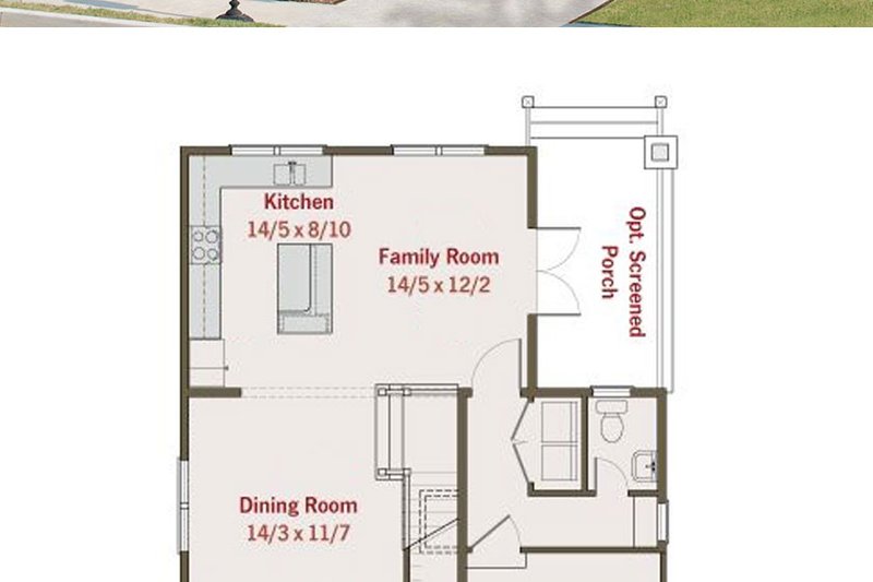 Architectural House Design - craftsman bungalow plan and elevation 1400sft 3br 