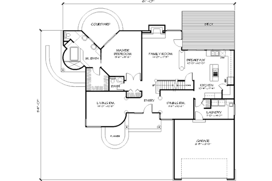 Floor Plan - Main Floor for Traditional House Plan #320-403 - 3 bed, 2.5 bath
