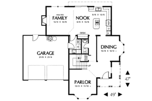 Floor Plan - Main Floor for Farmhouse House Plan #48-210 - 4 bed, 2.5 bath