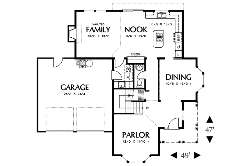 Dream House Plan - Floor Plan - Main Floor for Farmhouse House Plan #48-210 - 4 bed, 2.5 bath