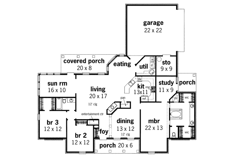 Home Plan - Floor Plan - Main Floor for European House Plan #45-137 - 3 bed, 2 bath