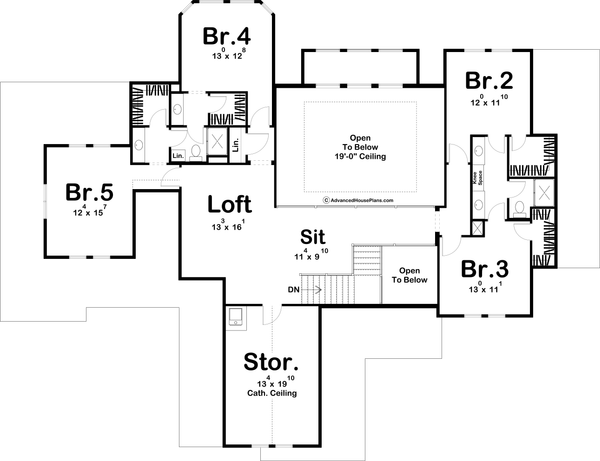 European Floor Plan - Upper Floor Plan #455-160