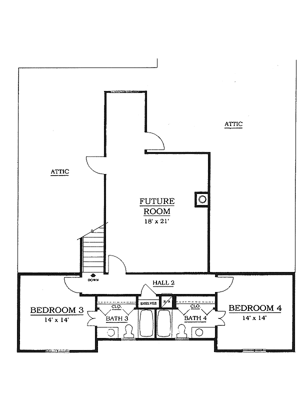 House Design - Mediterranean Floor Plan - Upper Floor Plan #14-208