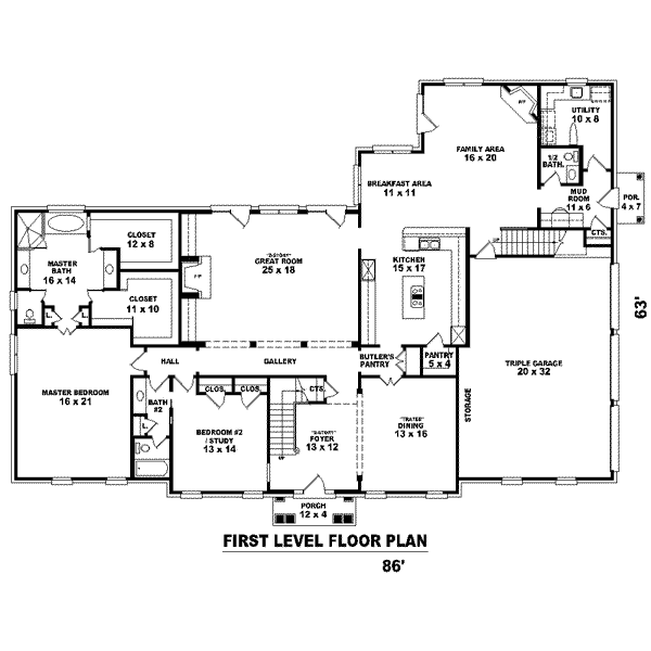Colonial Floor Plan - Main Floor Plan #81-1652