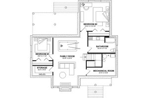Floor Plan - Lower Floor for Bungalow House Plan #23-2784 - 3 bed, 2 bath