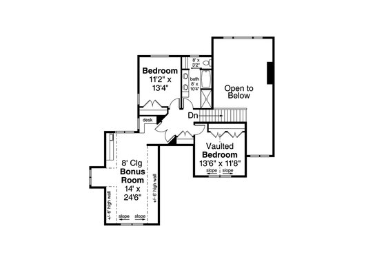 Floor Plan - Upper Floor for Craftsman House Plan #124-1109 - 3 bed, 2.5 bath