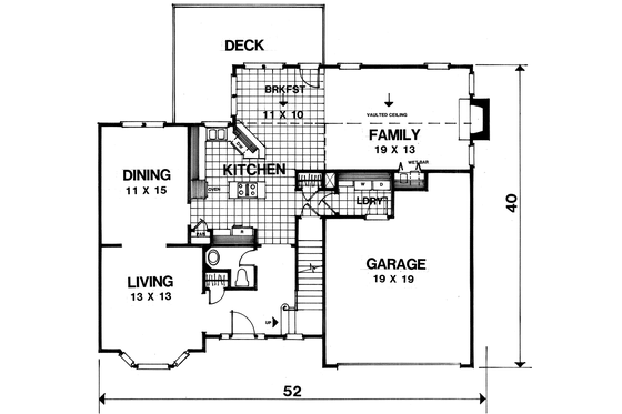 Floor Plan - Main Floor for Traditional House Plan #30-348 - 4 bed, 2.5 bath