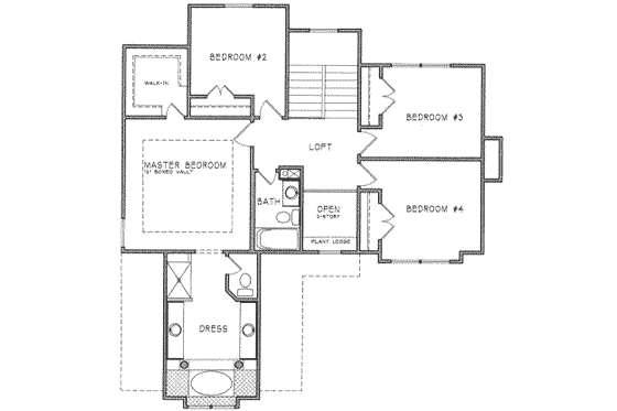 Floor Plan - Upper Floor for Tudor House Plan #6-205 - 4 bed, 2.5 bath