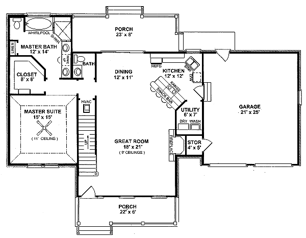Country Floor Plan - Main Floor Plan #14-220