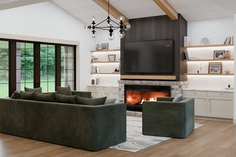House Blueprint - Interior - Family Room 1 for Farmhouse House Plan #1089-67 - 3 bed, 2.5 bath