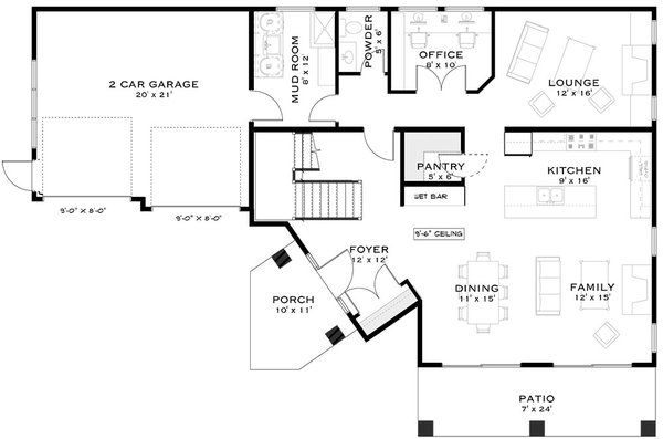 Country Floor Plan - Main Floor Plan #1101-35