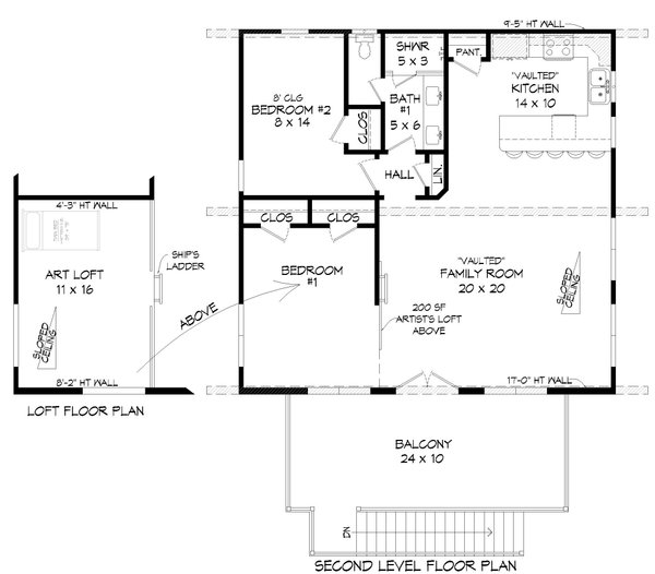 Architectural House Design - Contemporary Floor Plan - Upper Floor Plan #932-715