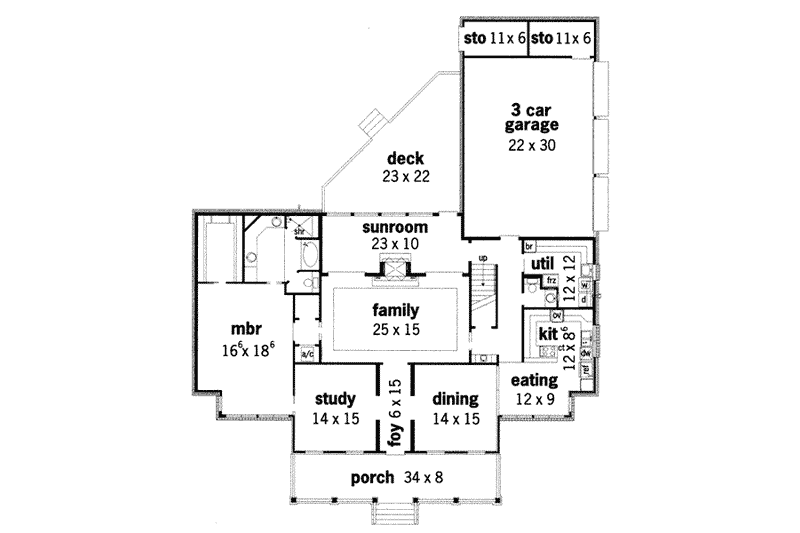 Dream House Plan - Floor Plan - Main Floor for Southern House Plan #45-165 - 4 bed, 3.5 bath