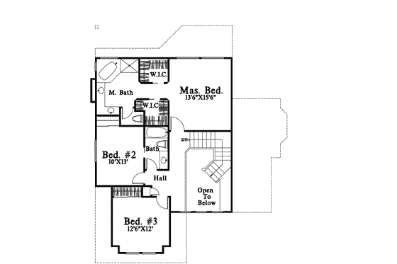 Floor Plan - Upper Floor for Traditional House Plan #78-195 - 3 bed, 2.5 bath