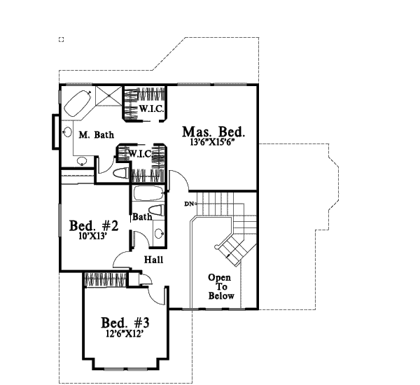 Floor Plan - Upper Floor for Traditional House Plan #78-195 - 3 bed, 2.5 bath