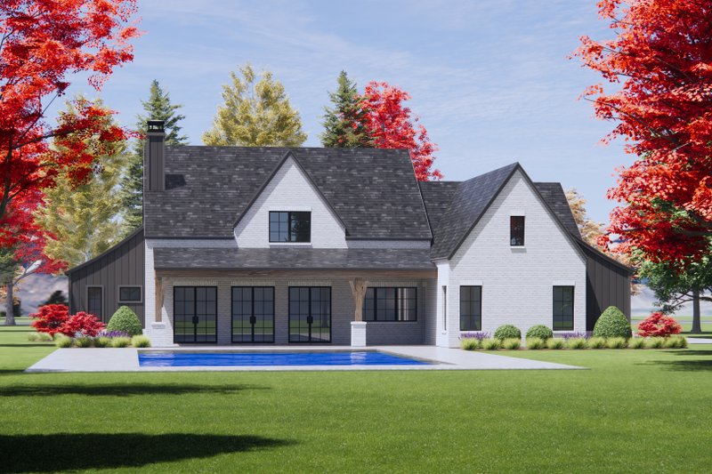 House Plan Design - Exterior - Rear Elevation for Tudor House Plan #1096-41 - 4 bed, 4.5 bath