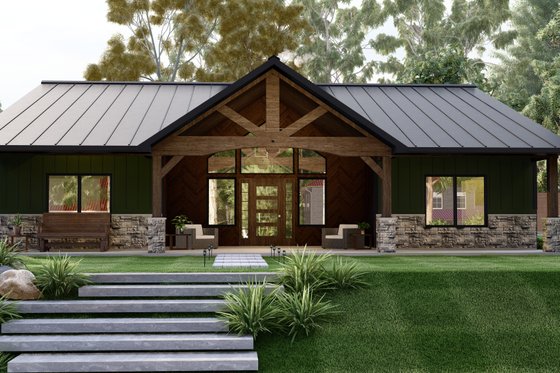 Ranch Exterior - Front Elevation Plan #1064-191