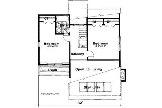 Floor Plan - Upper Floor for Contemporary House Plan #312-523 - 3 bed, 1.5 bath