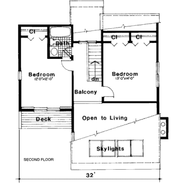Contemporary Floor Plan - Upper Floor Plan #312-523