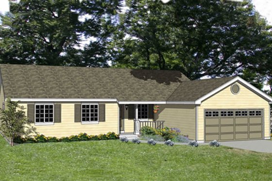 Exterior - Front Elevation for Ranch House Plan #116-238 - 4 bed, 2 bath