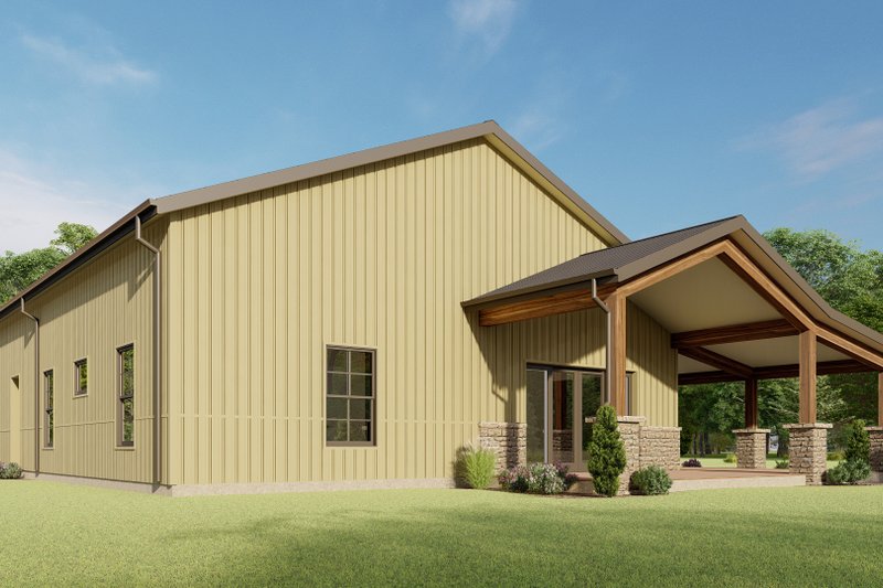 Architectural House Design - Exterior - Covered Porch for Barndominium House Plan #1092-44 - 3 bed, 2.5 bath