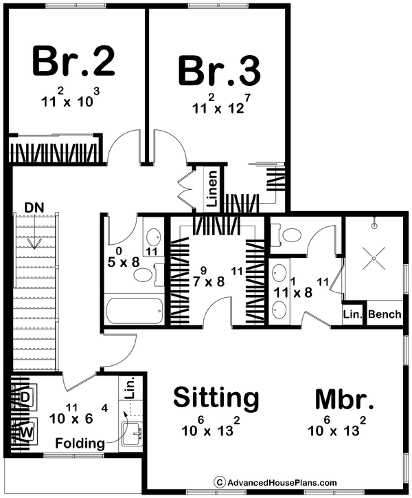 Architectural House Design - Floor Plan - Other Floor for Farmhouse House Plan #455-788 - 3 bed, 2.5 bath