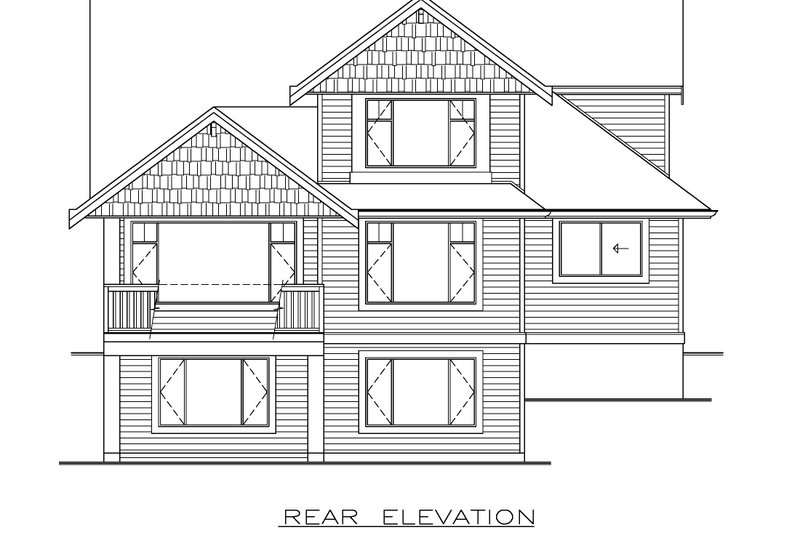 Architectural House Design - Exterior - Rear Elevation for Craftsman House Plan #1100-157 - 3 bed, 2.5 bath
