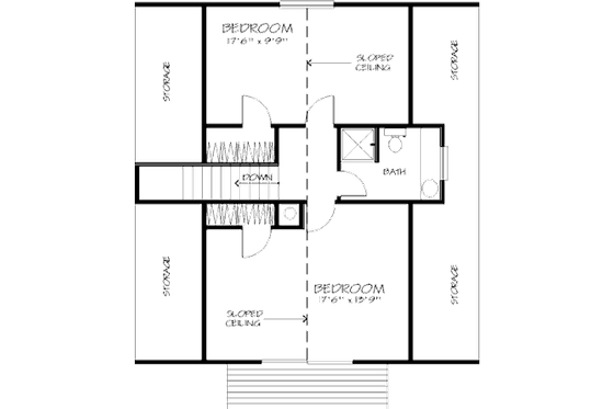 Floor Plan - Upper Floor for Cottage House Plan #320-412 - 3 bed, 2 bath