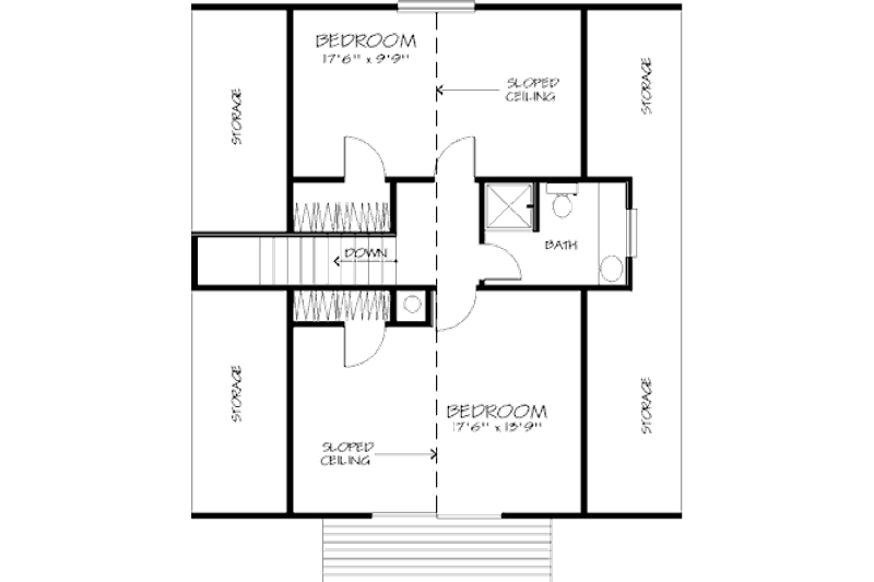 Home Plan - Floor Plan - Upper Floor for Cottage House Plan #320-412 - 3 bed, 2 bath