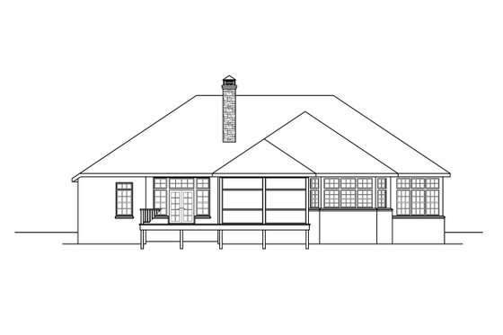 Exterior - Rear Elevation for European House Plan #124-1144 - 3 bed, 2.5 bath