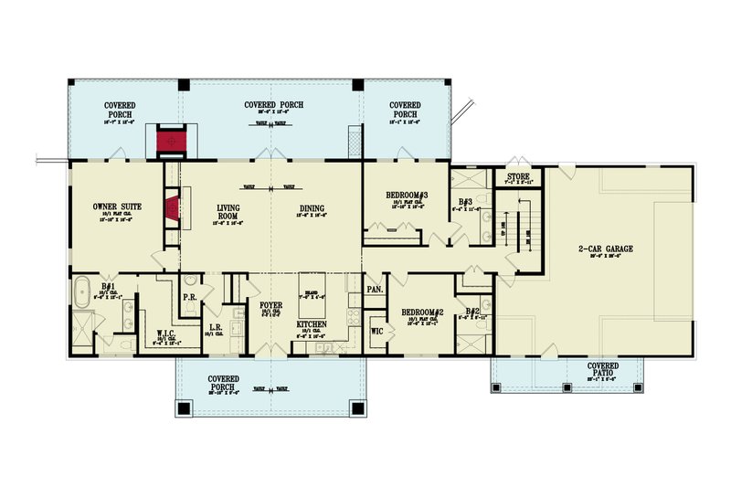 House Design - Floor Plan - Main Floor for Farmhouse House Plan #119-472 - 3 bed, 3.5 bath