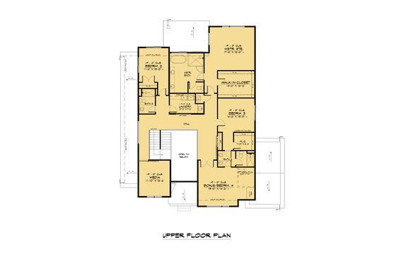 Floor Plan - Upper Floor for Traditional House Plan #1066-170 - 5 bed, 4.5 bath