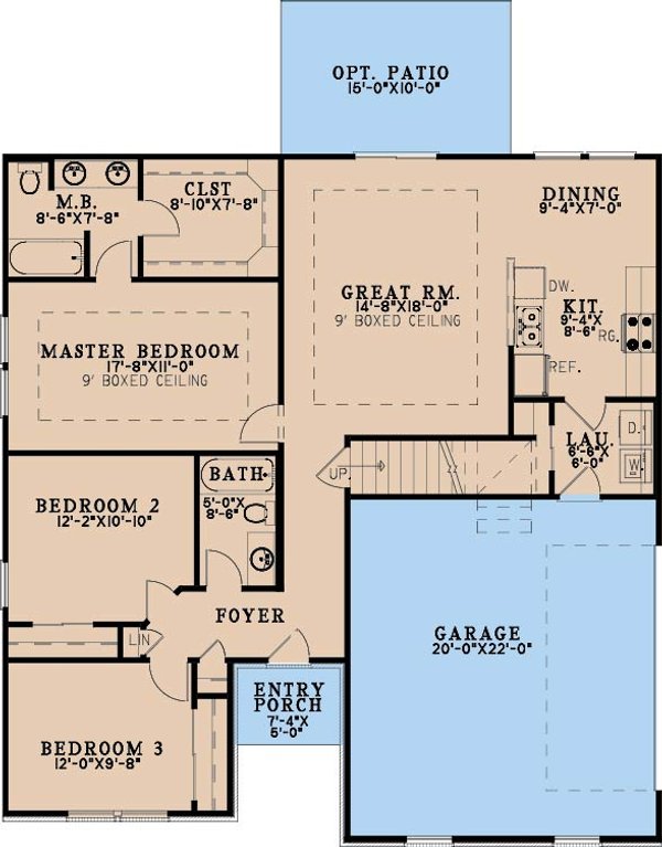 Architectural House Design - Floor Plan - Main Floor for Traditional House Plan #923-501 - 3 bed, 2 bath