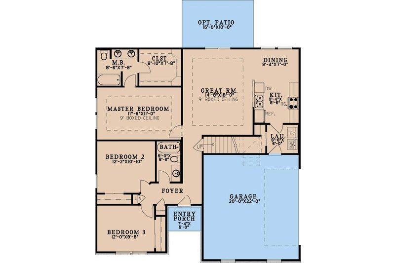 Architectural House Design - Floor Plan - Main Floor for Traditional House Plan #923-501 - 3 bed, 2 bath