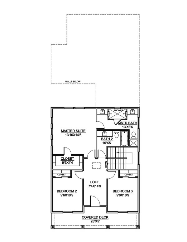 Colonial Floor Plan - Upper Floor Plan #1073-34