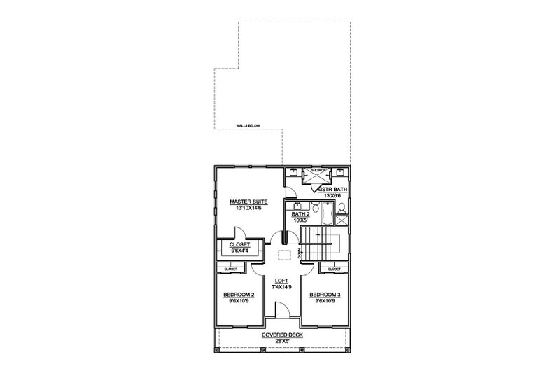 Architectural House Design - Floor Plan - Upper Floor for Colonial House Plan #1073-34 - 4 bed, 2.5 bath