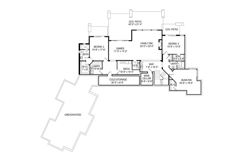 House Blueprint - Floor Plan - Lower Floor for Modern House Plan #920-89 - 4 bed, 4.5 bath